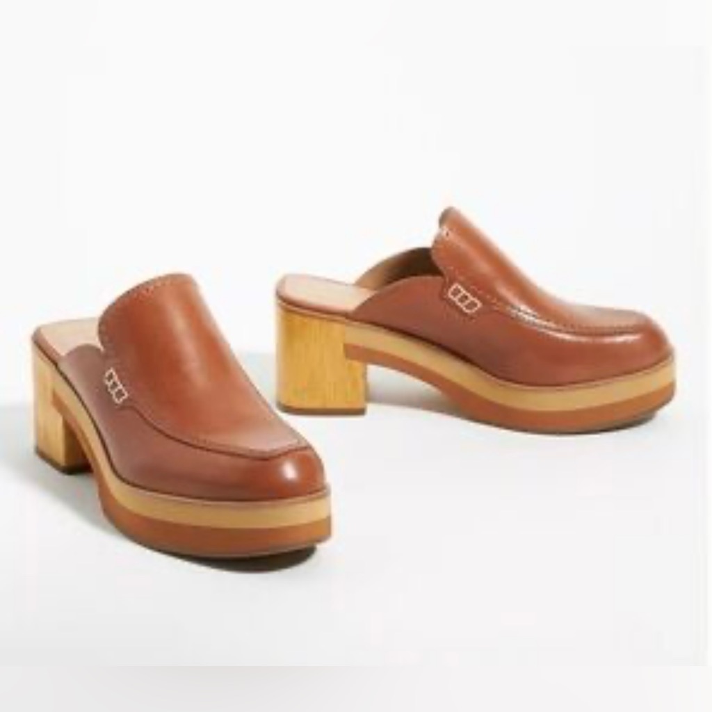Bernardo Sofia Moc Clog Mule Platform In Honey Brown Leather
